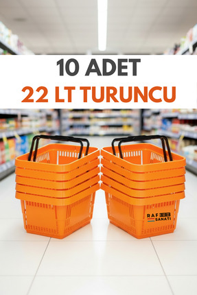 Raf Sanatı 10 ADET / 22 Litre Plastik Market Alışveriş Sepeti Profesyonel Mar...