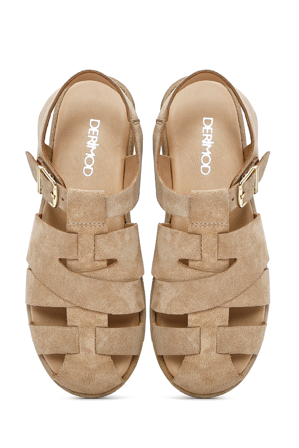 Derimod  Kadın Vizon Tokalı Süet Deri Sandalet 25SFD152710 - Görsel 7