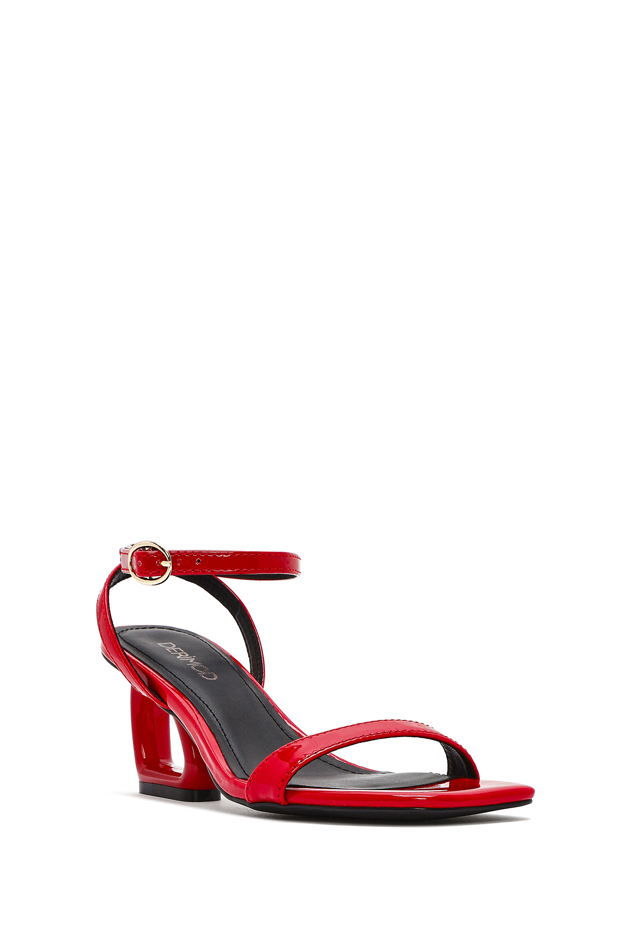 Derimod  Kadın Kırmızı Bilekten Tokalı Topuklu Ayakkabı Sandalet 25SFD444016 - Görsel 7