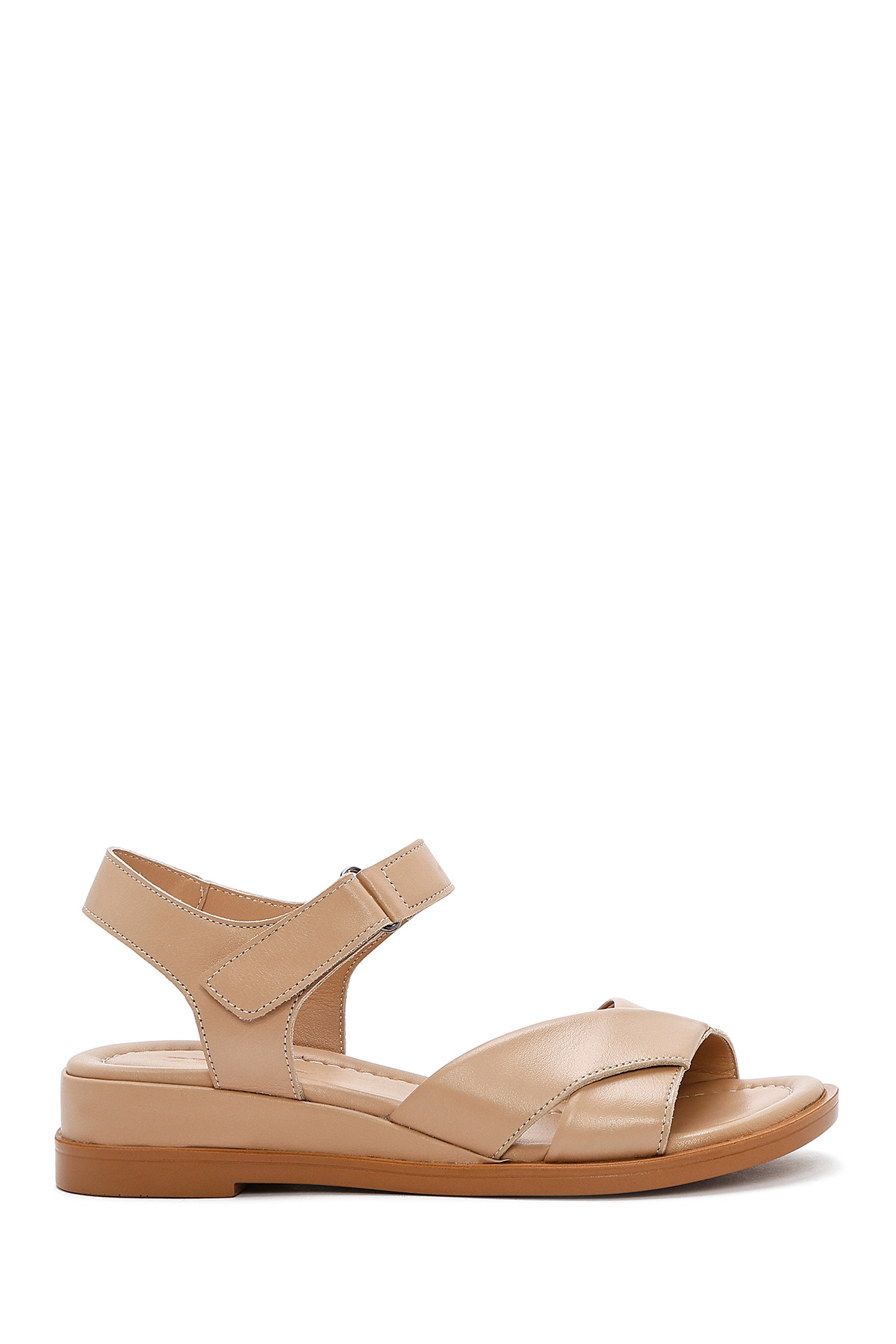 Derimod  Kadın Bej Bantlı Hakiki Hakiki Deri Sandalet 25SFD362818