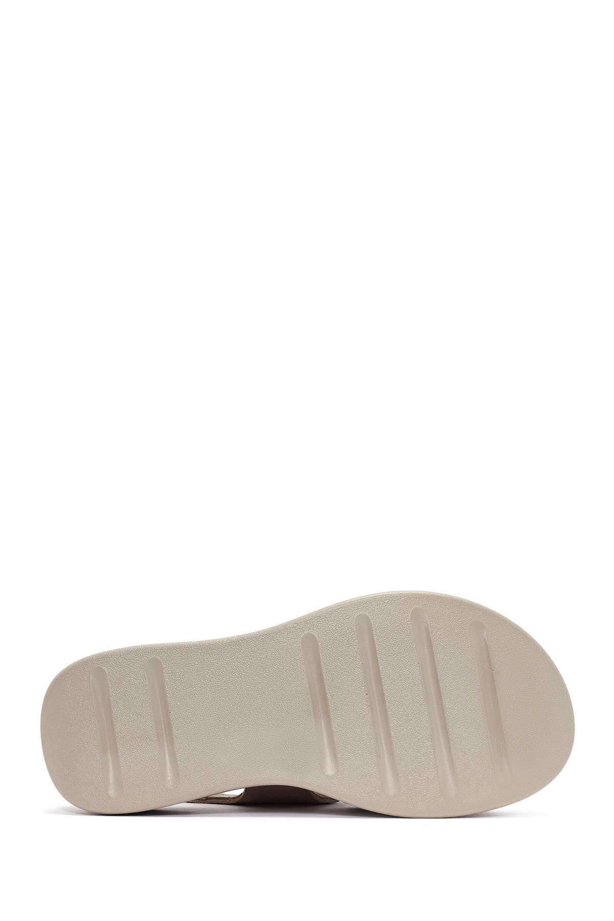 Derimod  Kadın Vizon Bilekten Tokalı Kalın Tabanlı Süet Hakiki Hakiki Deri Comfort Sandalet 25SFD342310 - Görsel 4