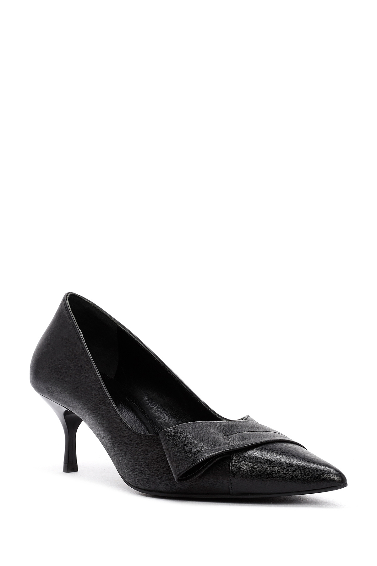 Derimod  Kadın Siyah Kısa İnce Topuklu Deri Ayakkabı 25AFD130118 - Görsel 7