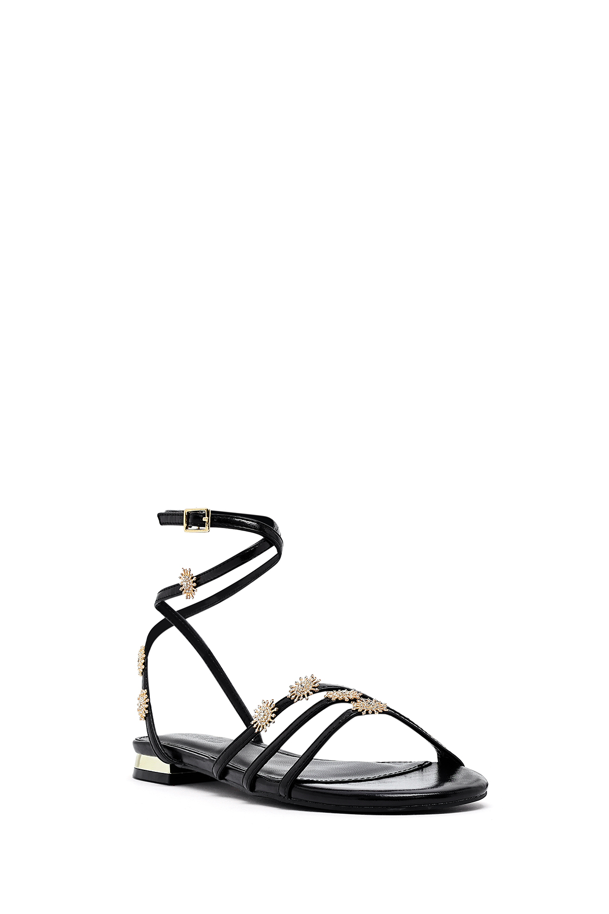 Derimod  Kadın Siyah Bilekten Tokalı Taşlı Sandalet 25SFE481132 - Görsel 6