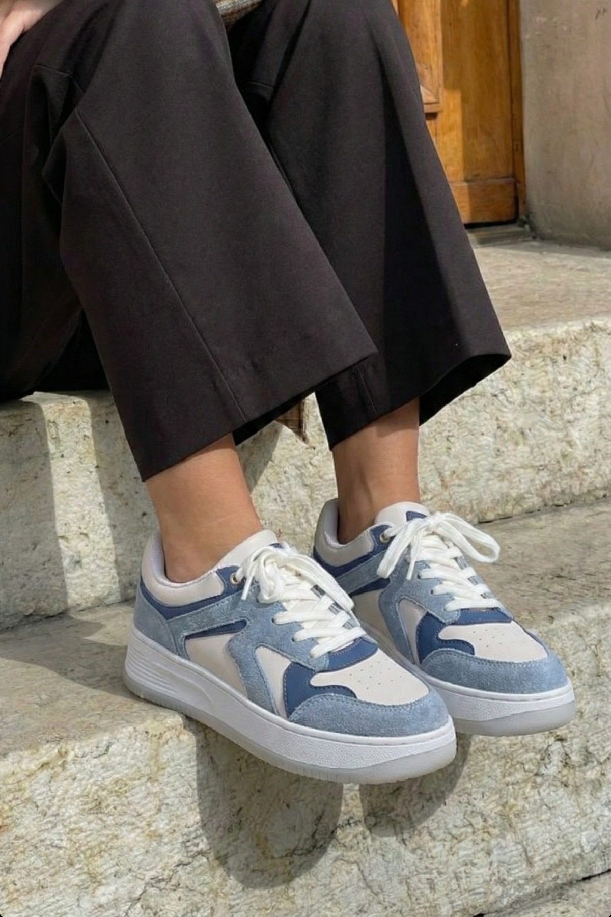 Marjin  Kadın Sneaker Yüksek Taban Spor Ayakkabı Aryan mavi - Görsel 3