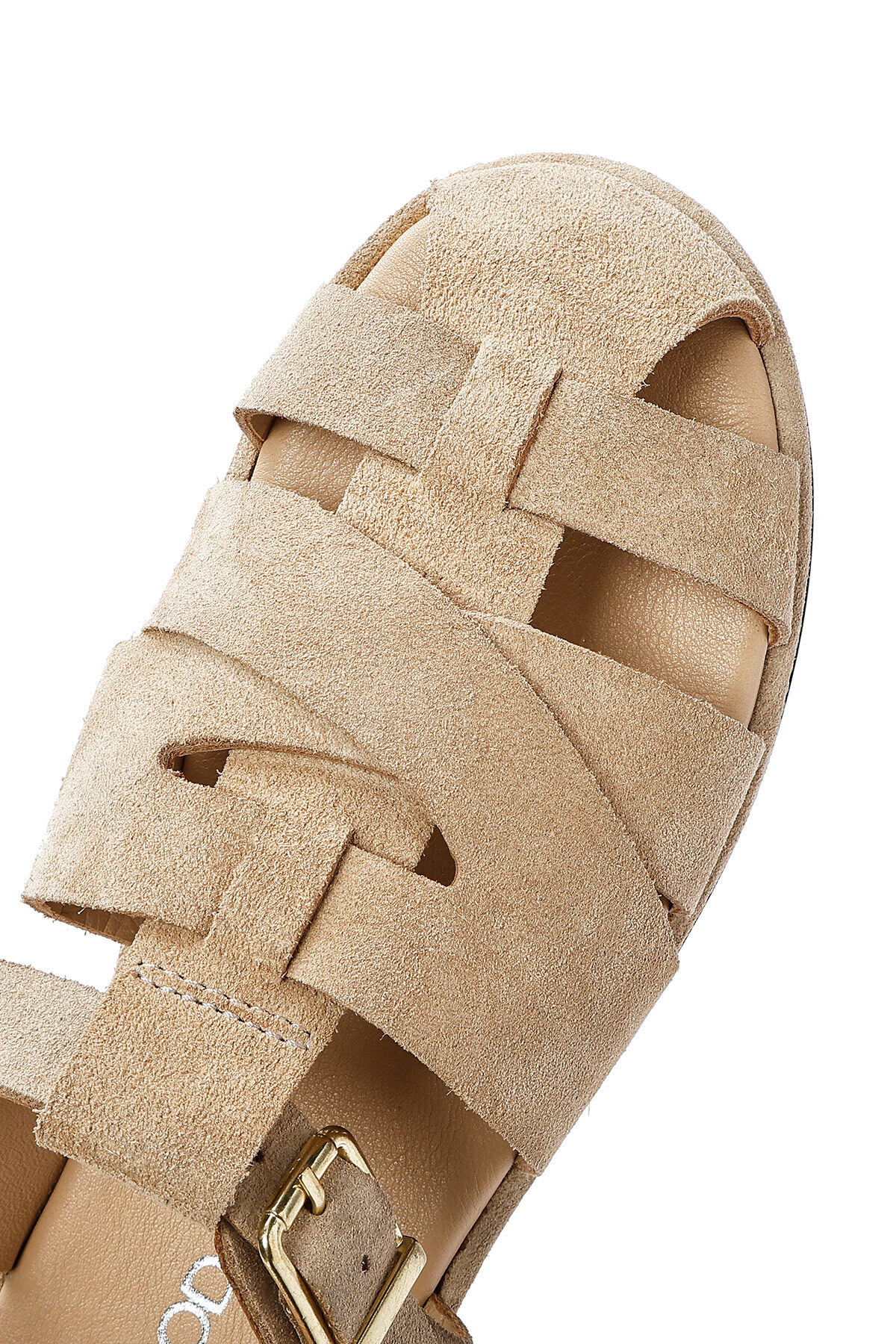 Derimod  Kadın Vizon Tokalı Süet Deri Sandalet 25SFD152710 - Görsel 8