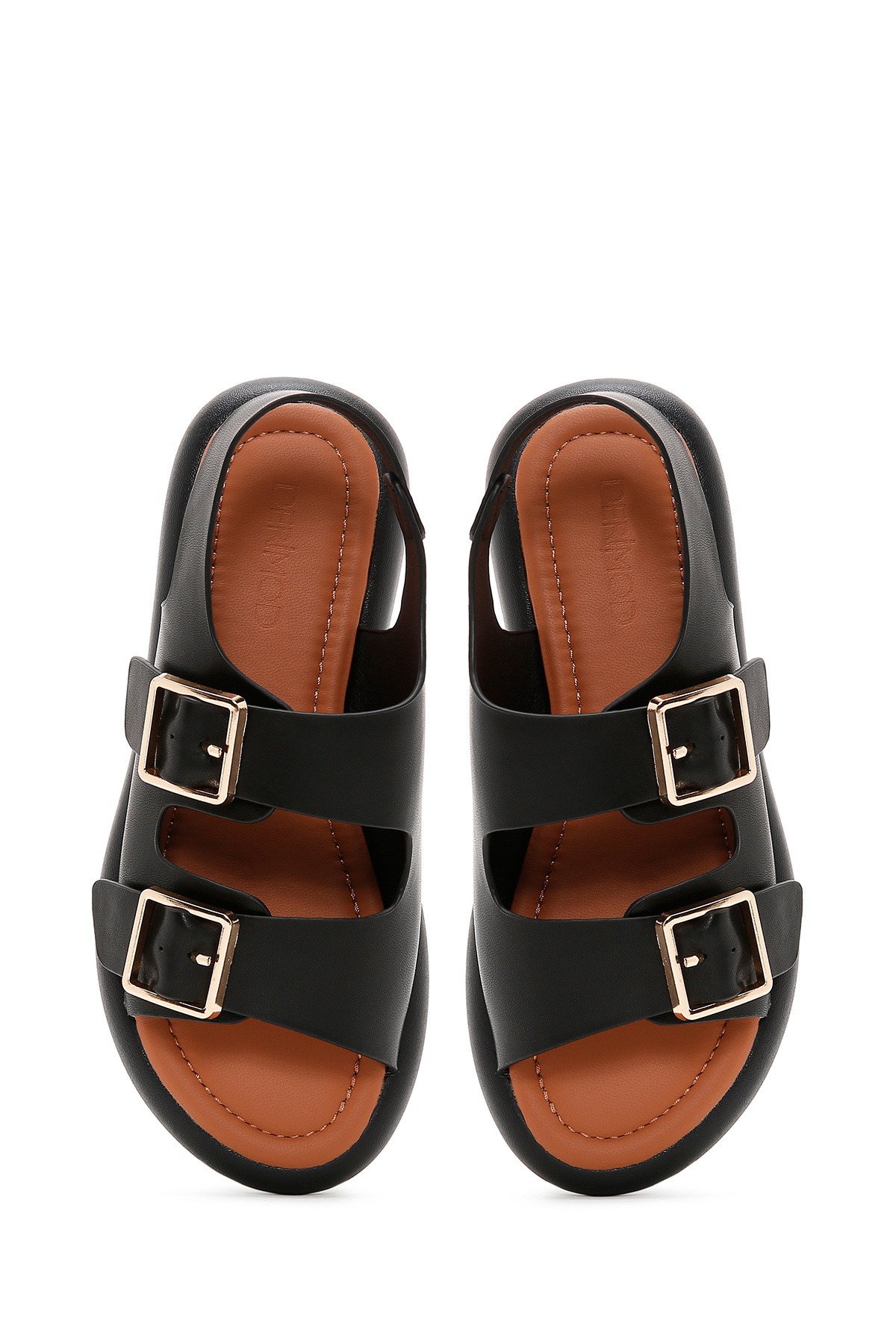 Derimod  Kadın Siyah Çift Tokalı Sandalet 25SFE480518 - Görsel 6