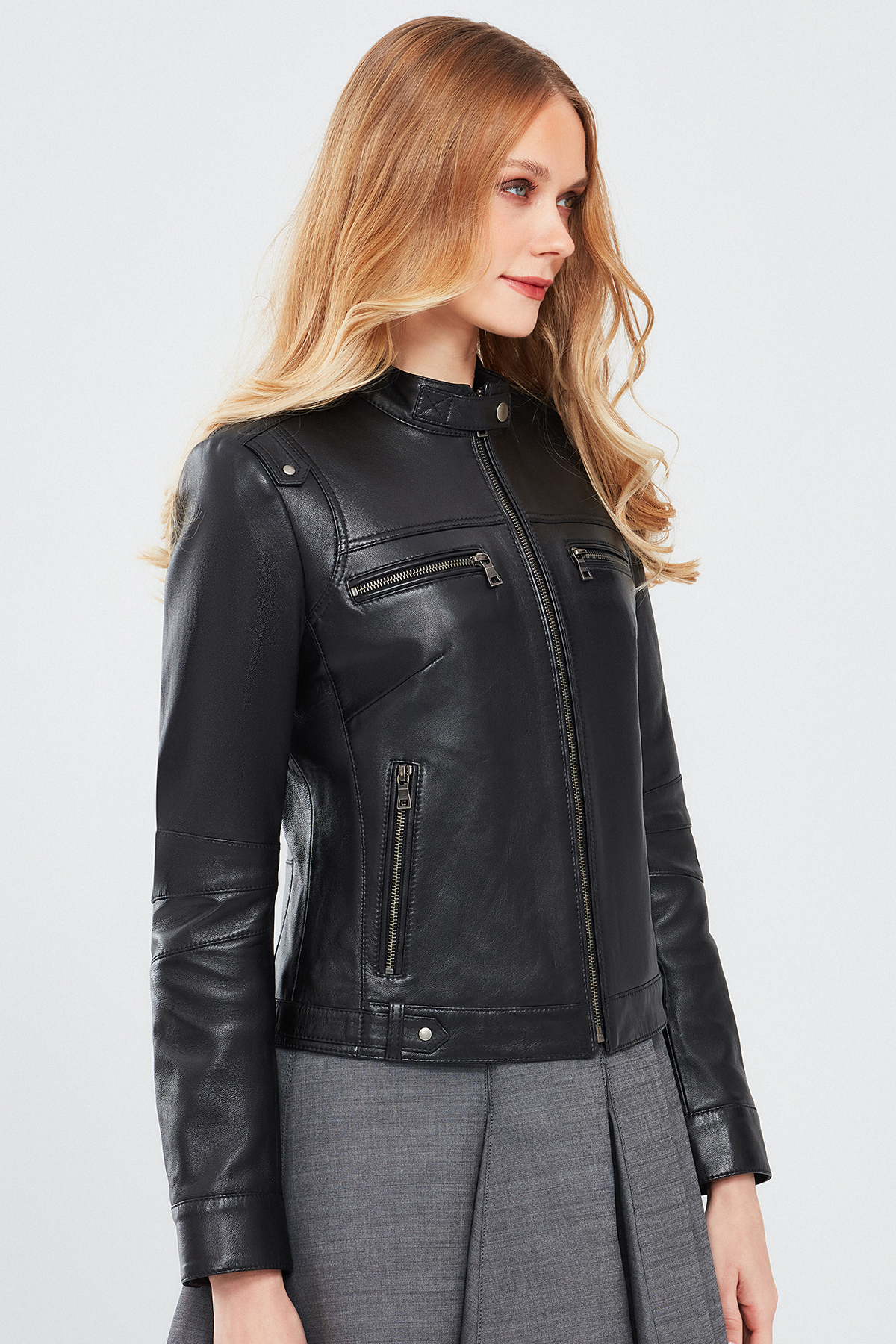 Derimod  Vicky Kadın Siyah Kısa Deri Ceket 24SGE51701M - Görsel 4