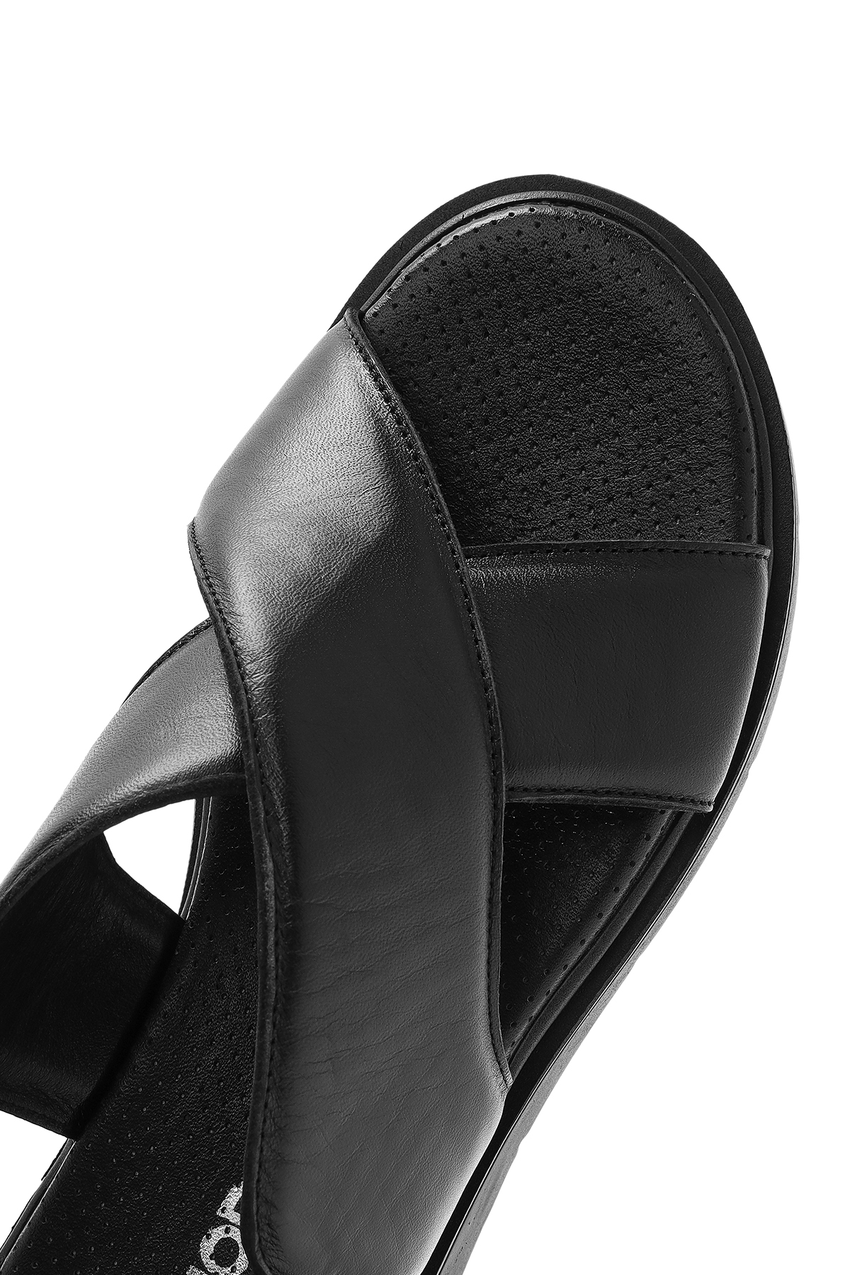 Derimod  Kadın Siyah Lastikli Hakiki Hakiki Deri Sandalet 25SFD362118 - Görsel 8