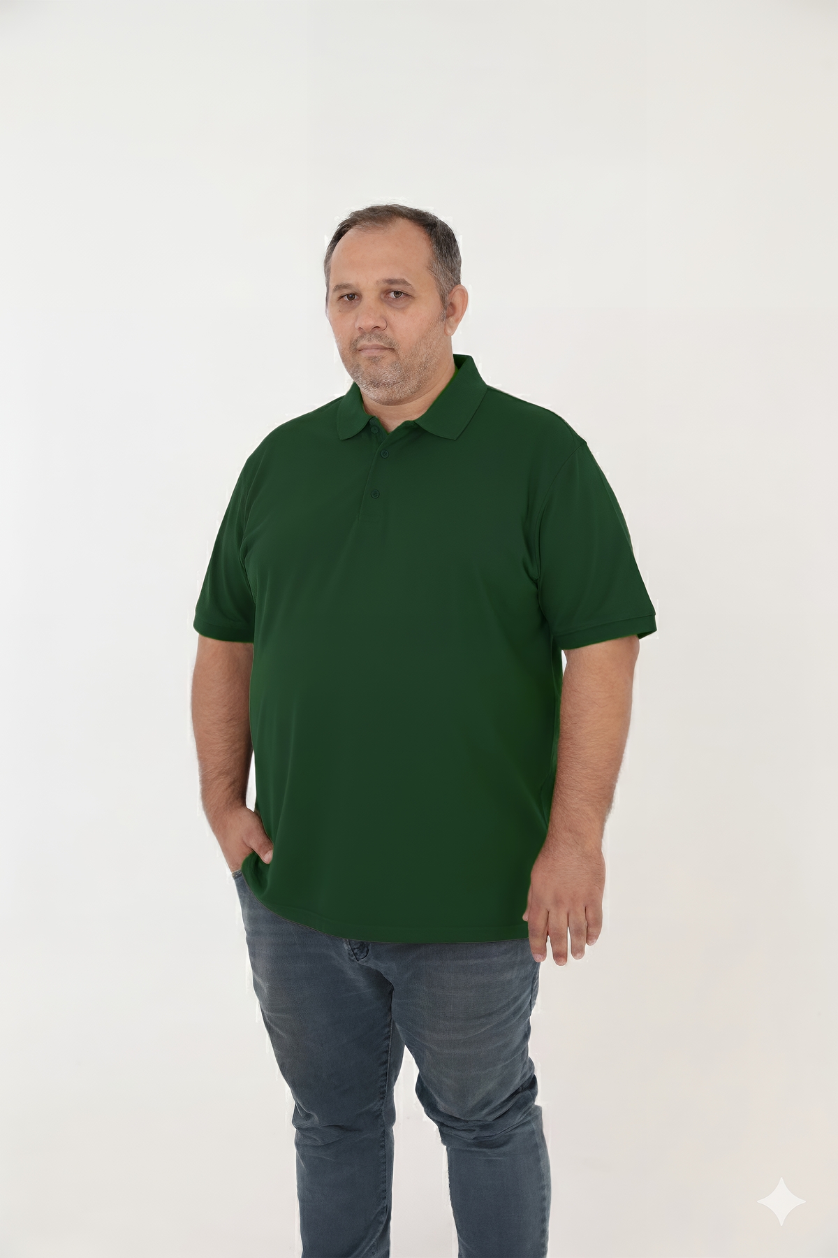 BİG NONA Büyük Beden Unisex POLO YAKA T-Shirt görsel 4