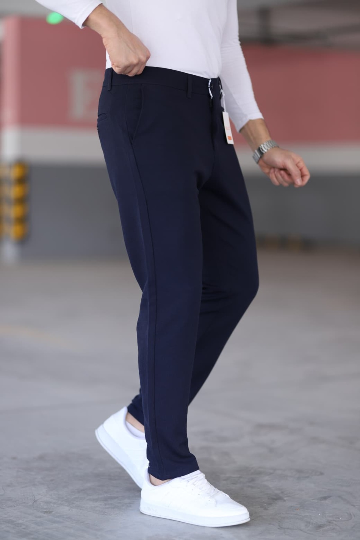 hello7 Erkek Antrasit Slim Fit Esnek Likralı Keten Pantolon görsel 3