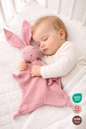 Bebekevi %100 Pamuk OEKO-TEX Sertifikalı Müslin Tavşan Uyku Arkadaşı