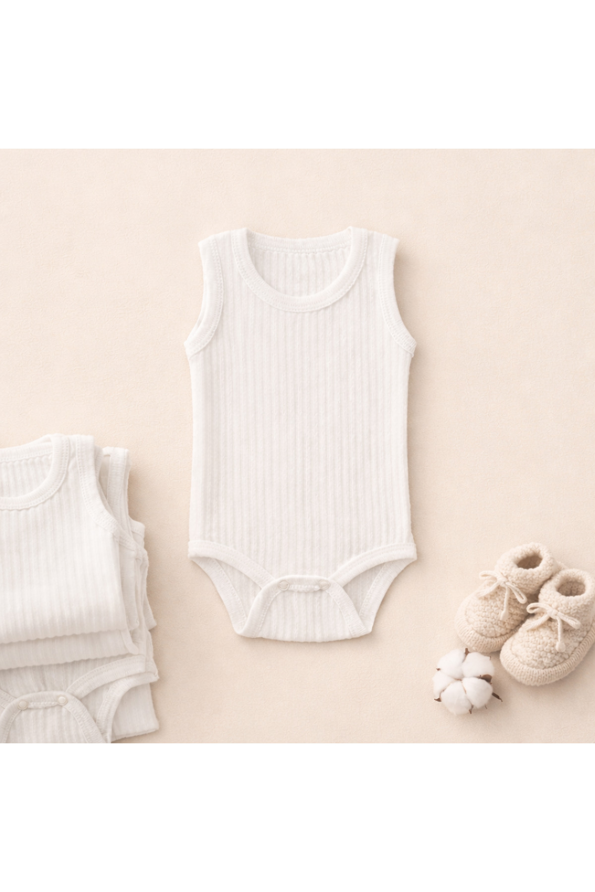 Novibaby 10'lu Pamuklu Bebek Atlet Body Zıbın Raporlu Çıtçıtlı Beyaz, Yenidoğan Çocuk 0-36 Ay, Esnek Kalıp fotoğrafı 5 (önizleme)