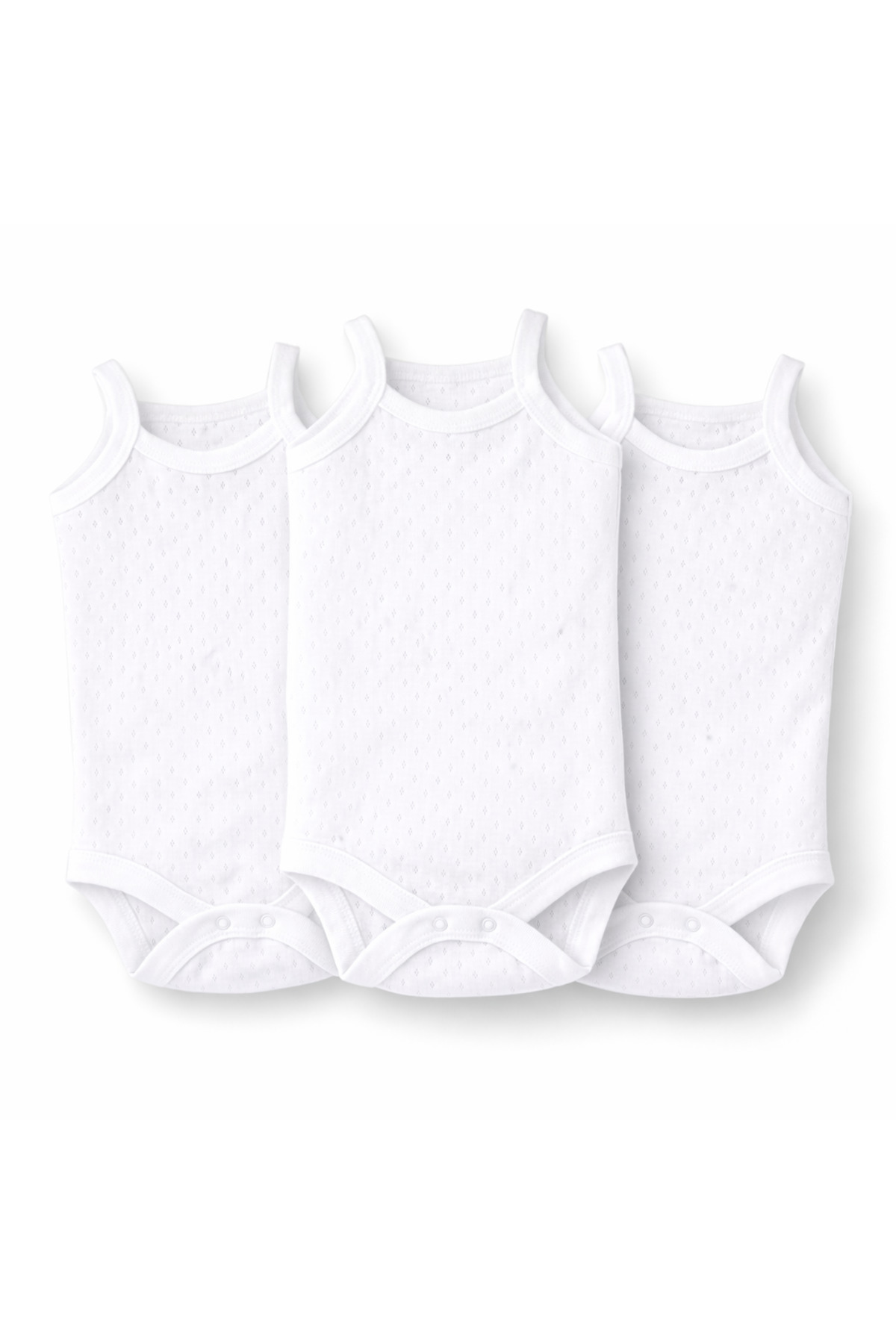 Novibaby 3'lü Jakarlı İp Askılı Bebek Body Zıbın Çıtçıtlı Beyaz 100% Pamuk - Bebek Atlet Body Zıbın fotoğrafı 6 (önizleme)