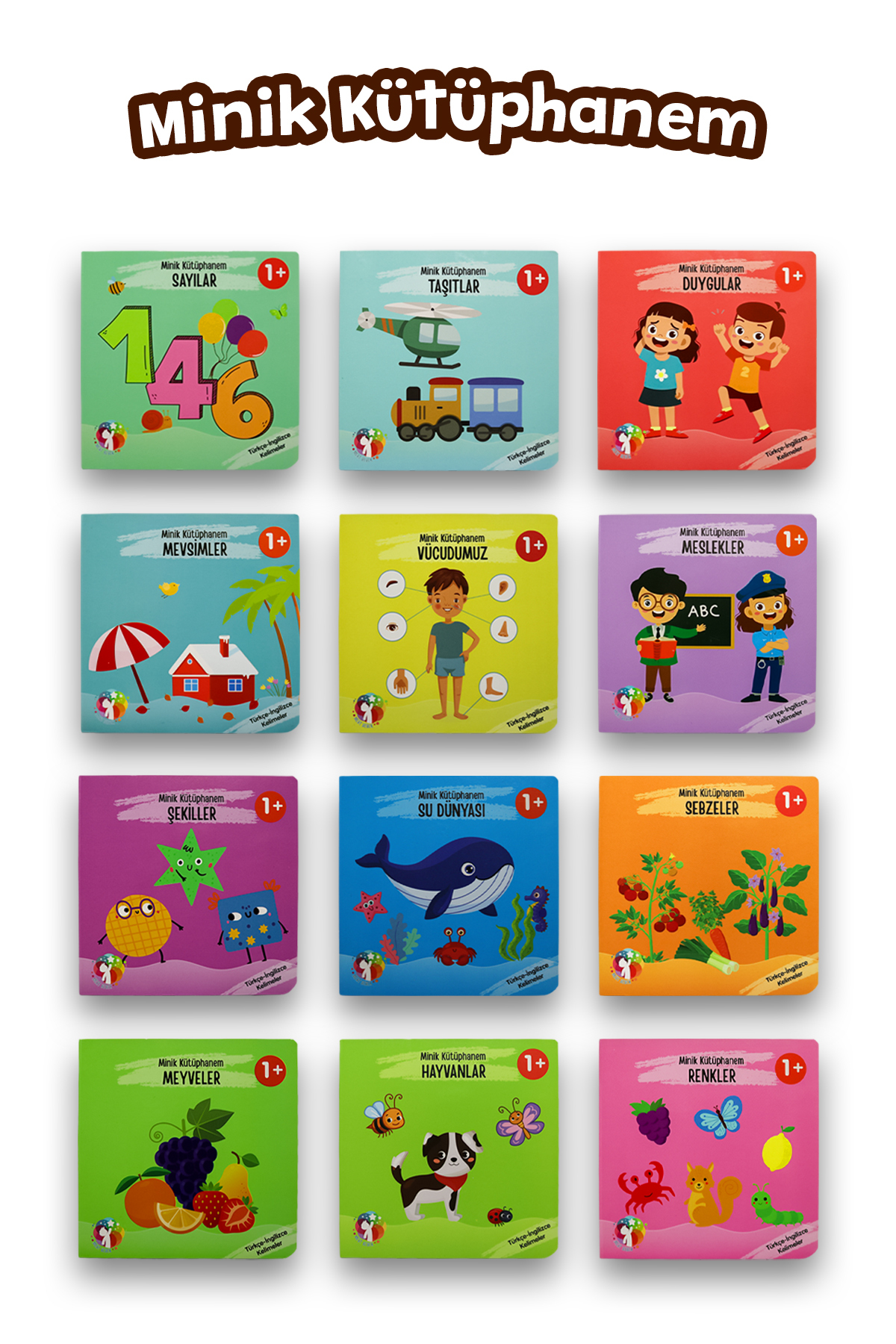 MERT BEBEK Bebeğimin İlk Minik Kütüphanesi Eğitici Bebek Kitap Seti 12’li Türkçe İngilizce 1+ Yaş fotoğrafı 3 (önizleme)