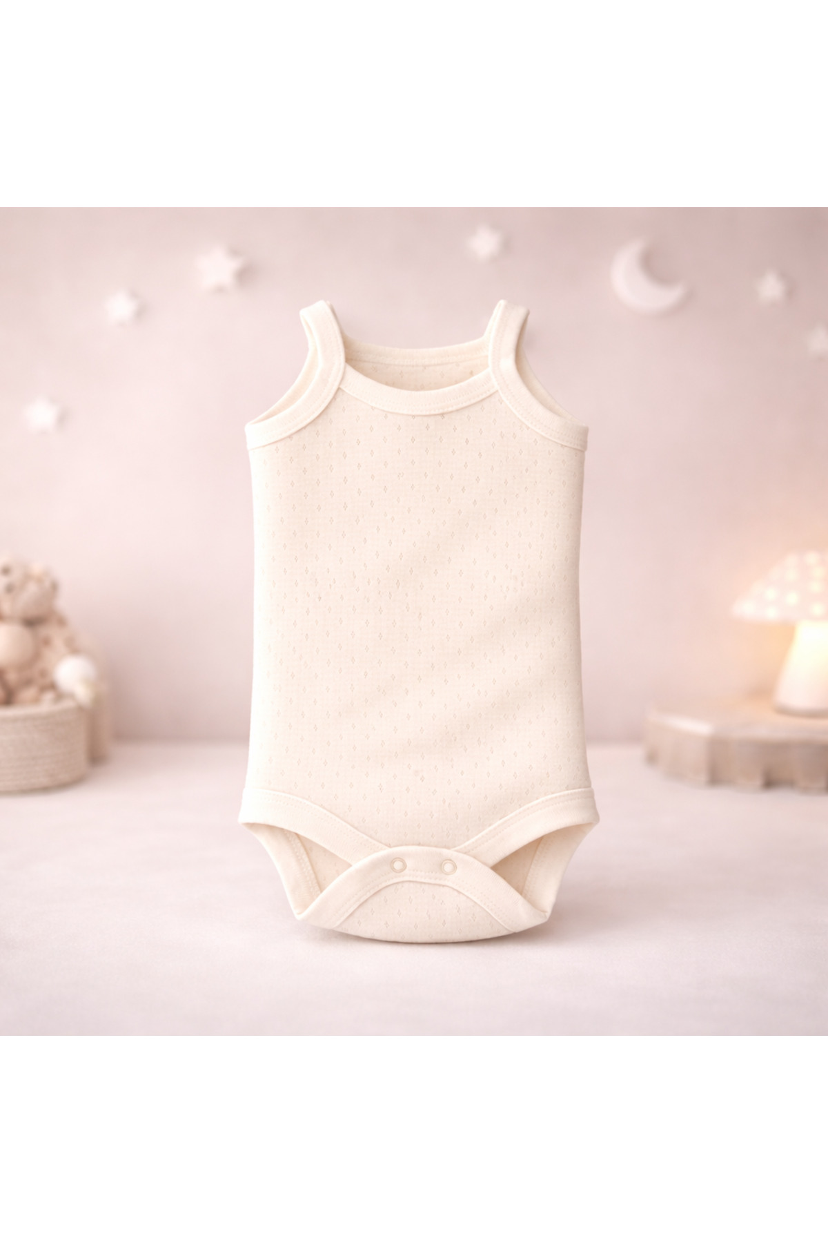 Novibaby 3'lü Jakarlı İp Askılı Bebek Body Zıbın Çıtçıtlı Ekru 100% Pamuk - Bebek Atlet Body Zıbın fotoğrafı 2 (önizleme)