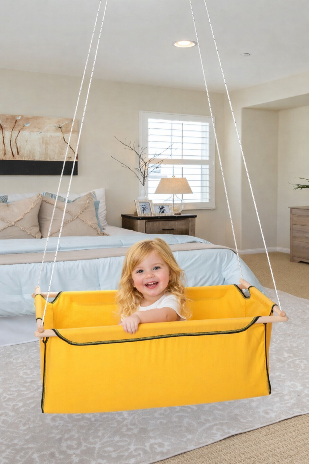 Bundeba Sally Sarı Salıncak Bebek Çocuk Salıncağı Hamak Beşik Bebek Hamağı Çingene Beşiği Salıncağı fotoğrafı 4 (önizleme)