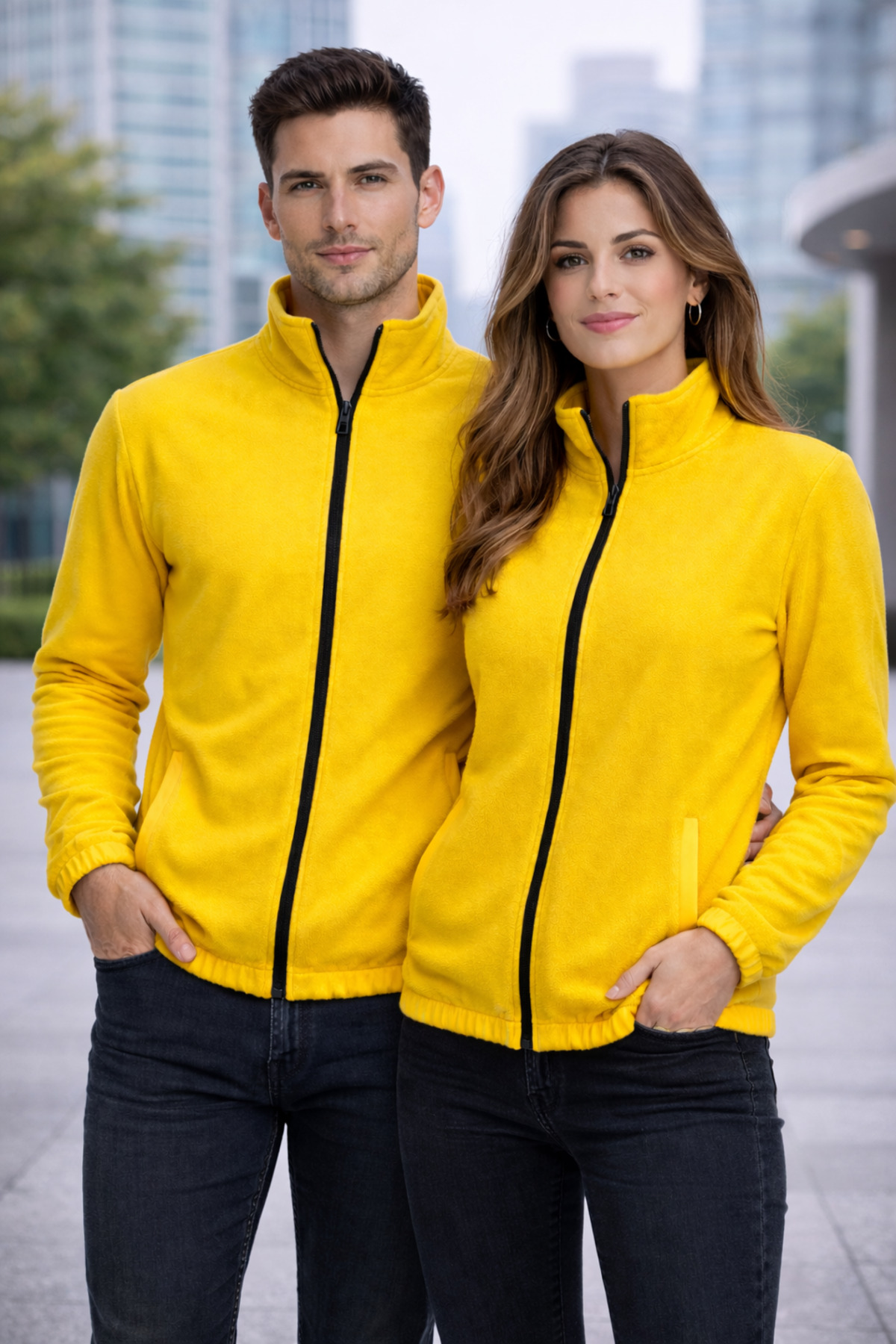 Standart Tam Fermuarlı Polar — زرد GZTSTD25