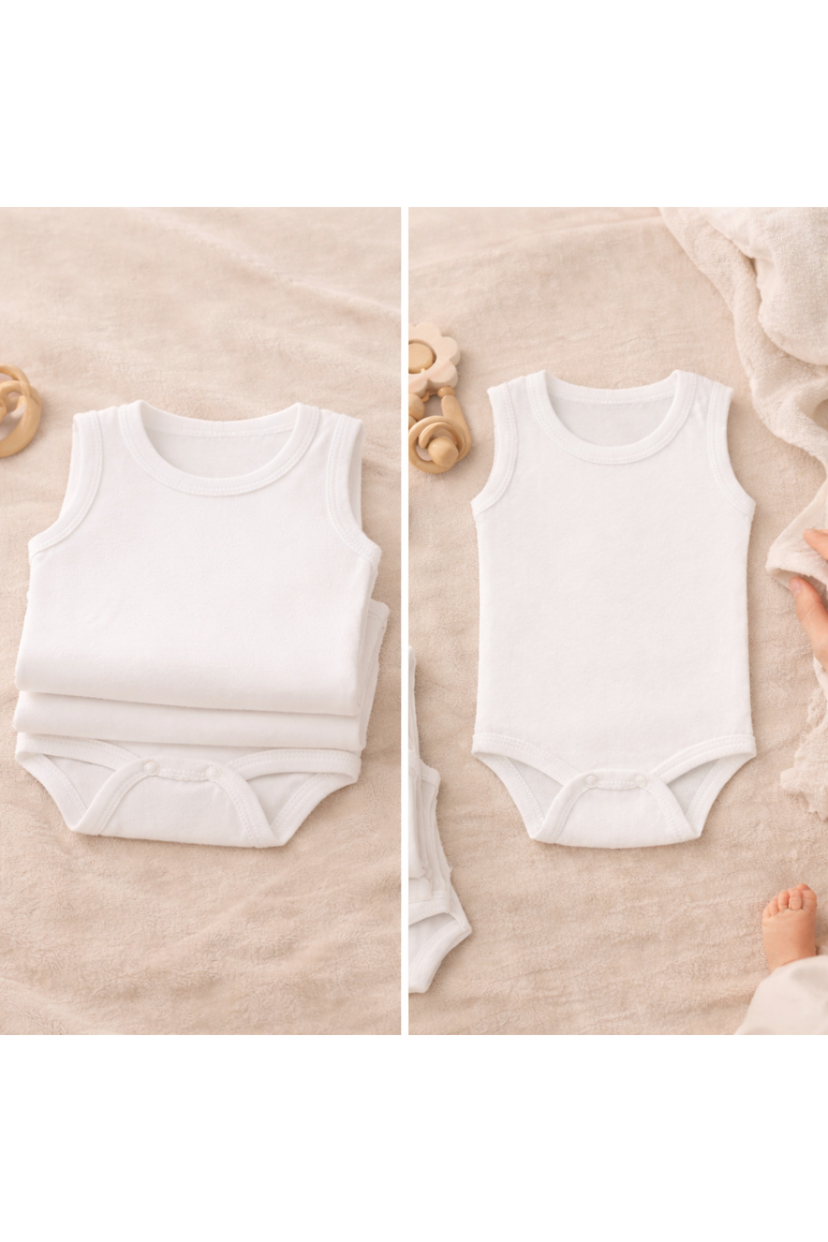 Novibaby 10'lu Bebek Atlet Body Zıbın Çıtçıtlı Beyaz 100% Pamuk Yenidoğan - Beyaz Bebek Body Zıbın fotoğrafı 2 (önizleme)