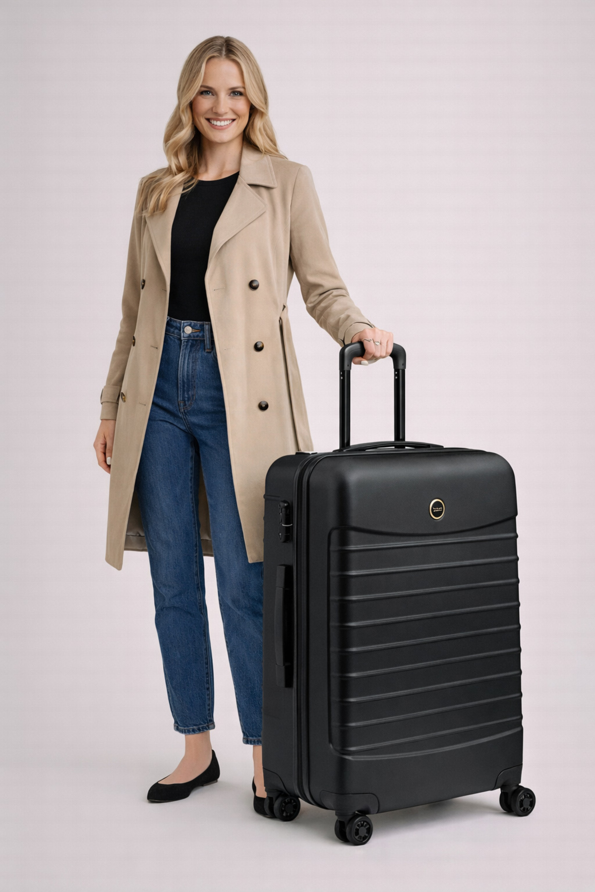 louisiana polo  Büyük Boy Valiz 4x2 Teker Siyah-Siyah 1168 - Görsel 4