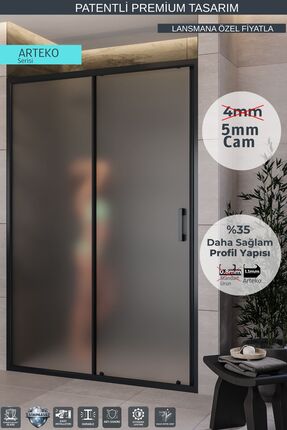 MONAQUA Arteko Duşakabin Ön Cephe, 1 Sabit 1 kayar - Antrasit Profil - Satine...