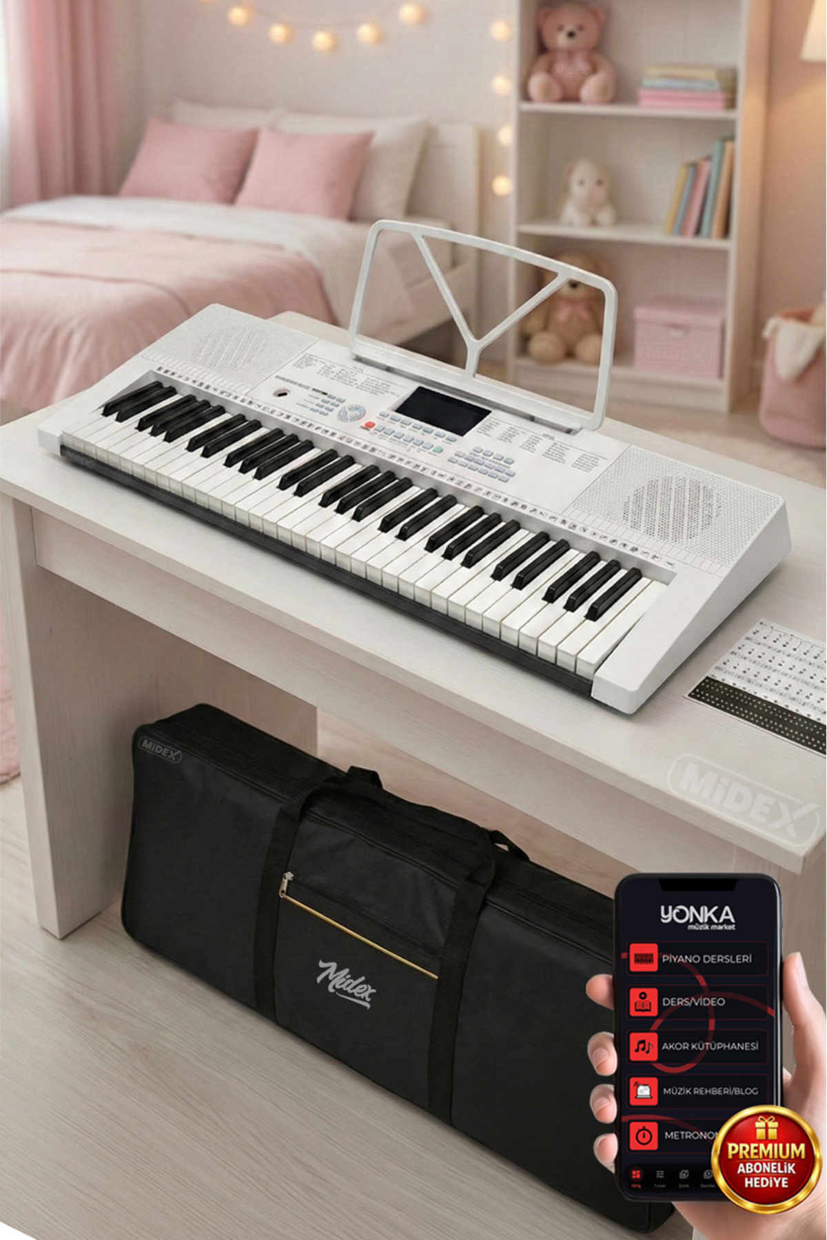 Midex PS-2300WH 61 Tuşlu Org Seti Beyaz Kaliteli Başlangıç İçin