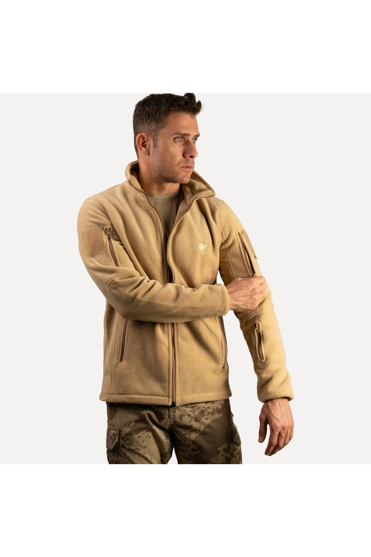 Tam Fermuarlı Taktik Polar Ceket 2011 Bej 5 Cepli Outdoor Polar — رنگارنگ TXBD80EE401210 — تصویر 5 از 8