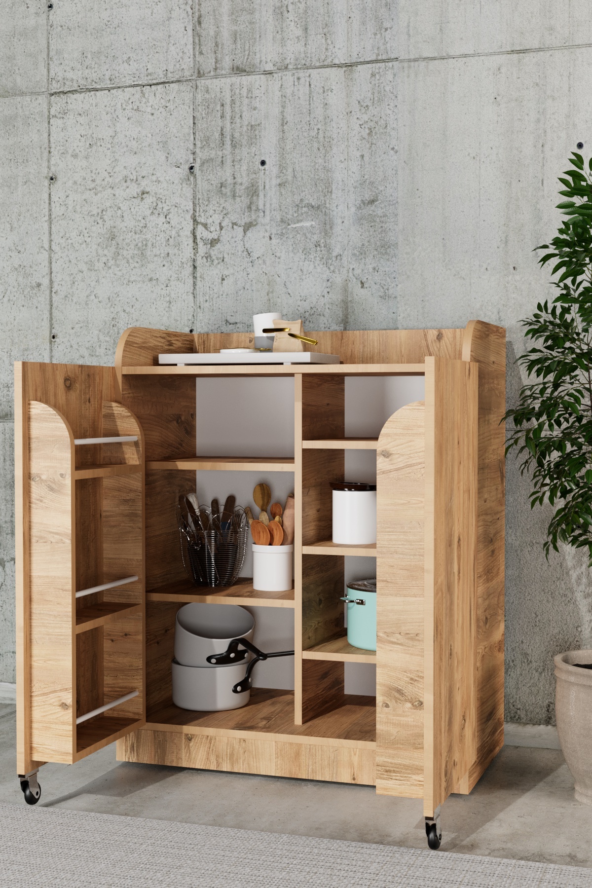 Deep 2 Door Provision Pantry Cabinet Atlantic Pine