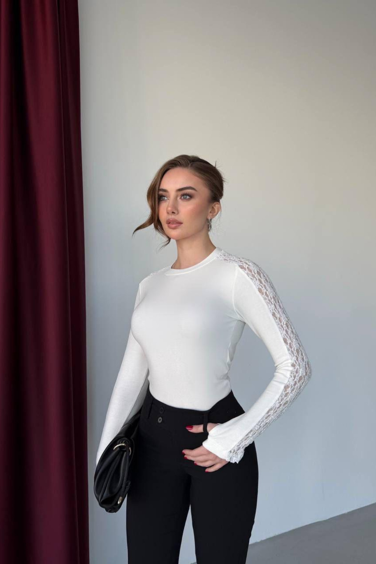 Stylish Lace Detailed Cotton Blouse