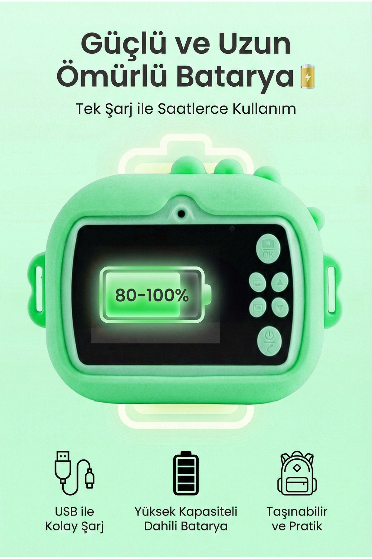 4 Berry M5 Taşınabilir Fotoğraf Yazıcı ve Kamera DİNAZOR Yeşil fotoğrafı 4 (önizleme)