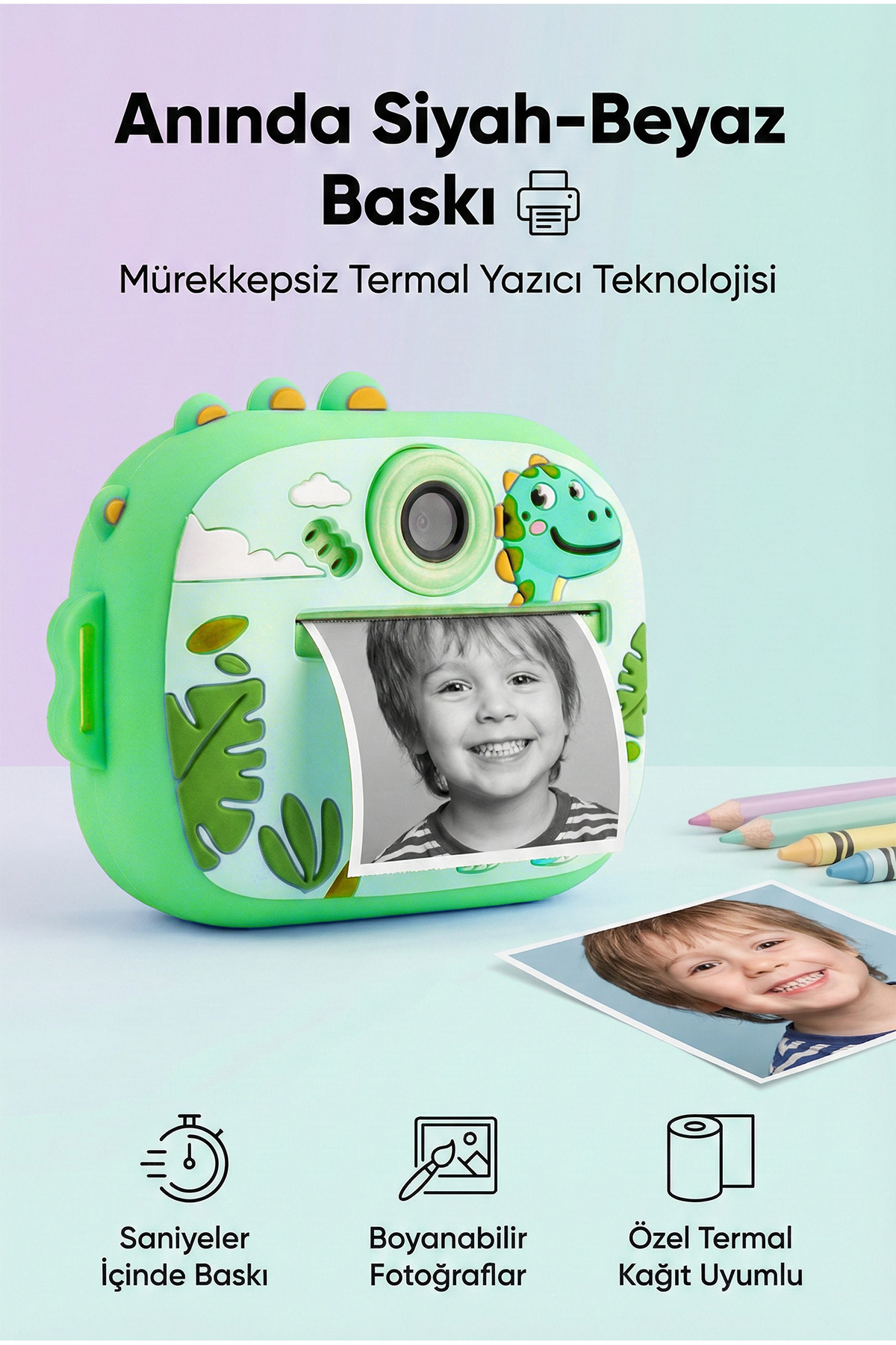 4 Berry M5 Taşınabilir Fotoğraf Yazıcı ve Kamera DİNAZOR Yeşil fotoğrafı 5 (önizleme)