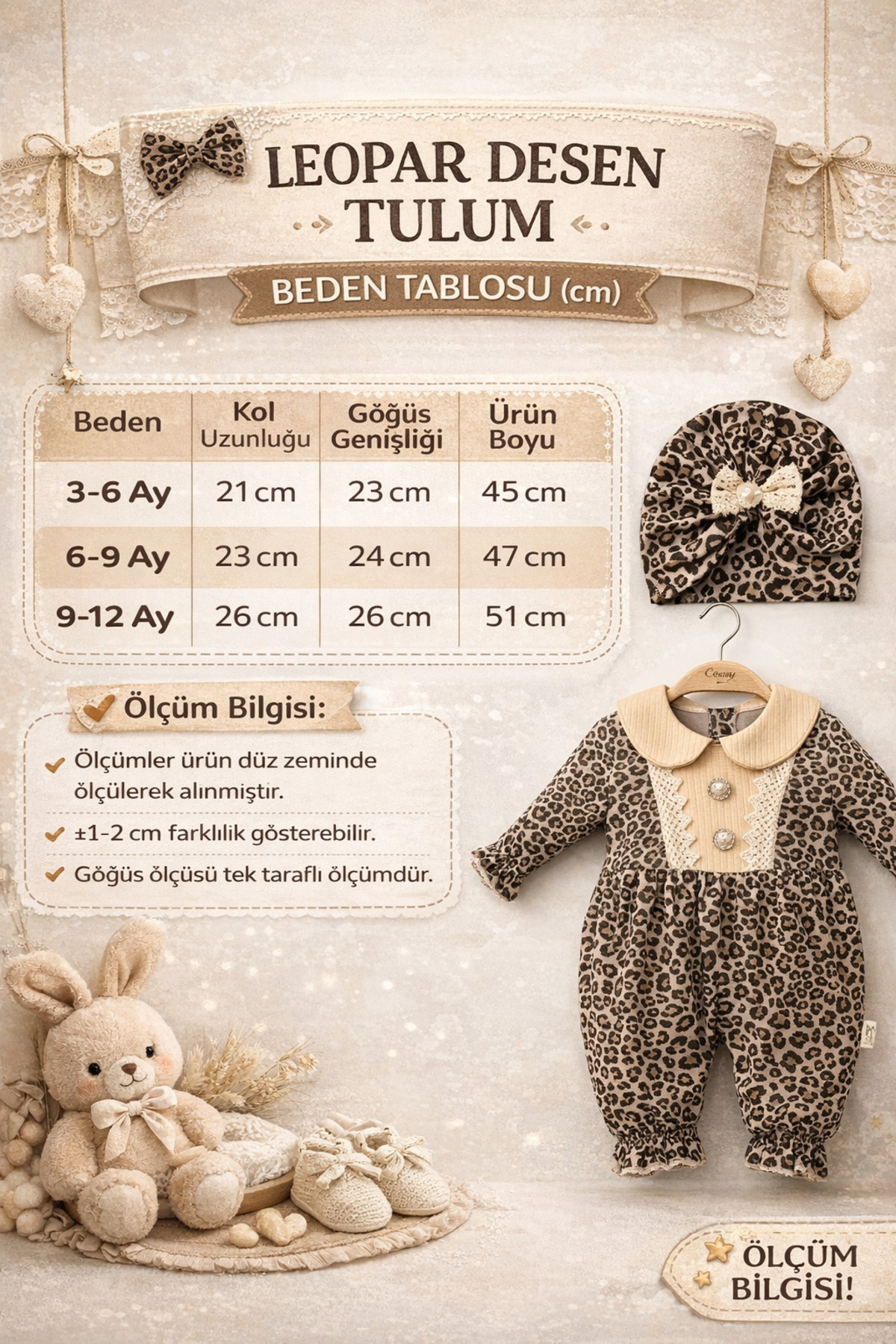 genybaby Leoparlı Mevsimlik Tulum Bandana Hediyeli 2'li Kombin fotoğrafı 7 (önizleme)