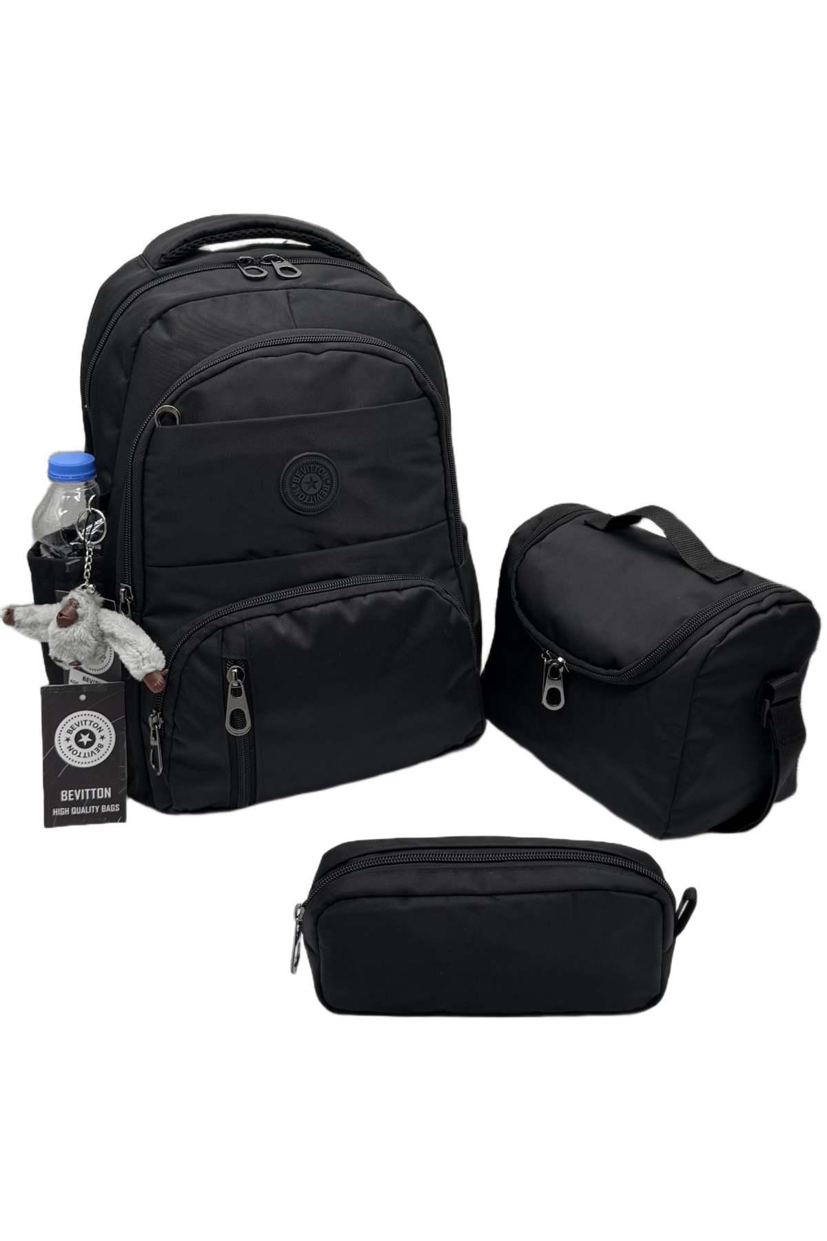 first School Bag 3-Piece Set Unisex Kids Primary School Backpack 8010 Black