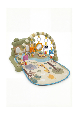 PAPAYA Oyun Halısı Aynalı Çıngıraklı Işıklı Müzikli Yeşil Orman Hayvanları Ço...