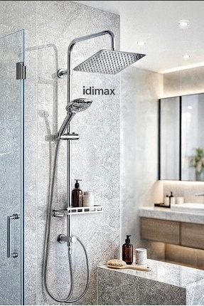 idimax Robot Duş Seti Elite (Geniş Çelik Tepe 25x25 ) - Tüm Parçalar Çelik