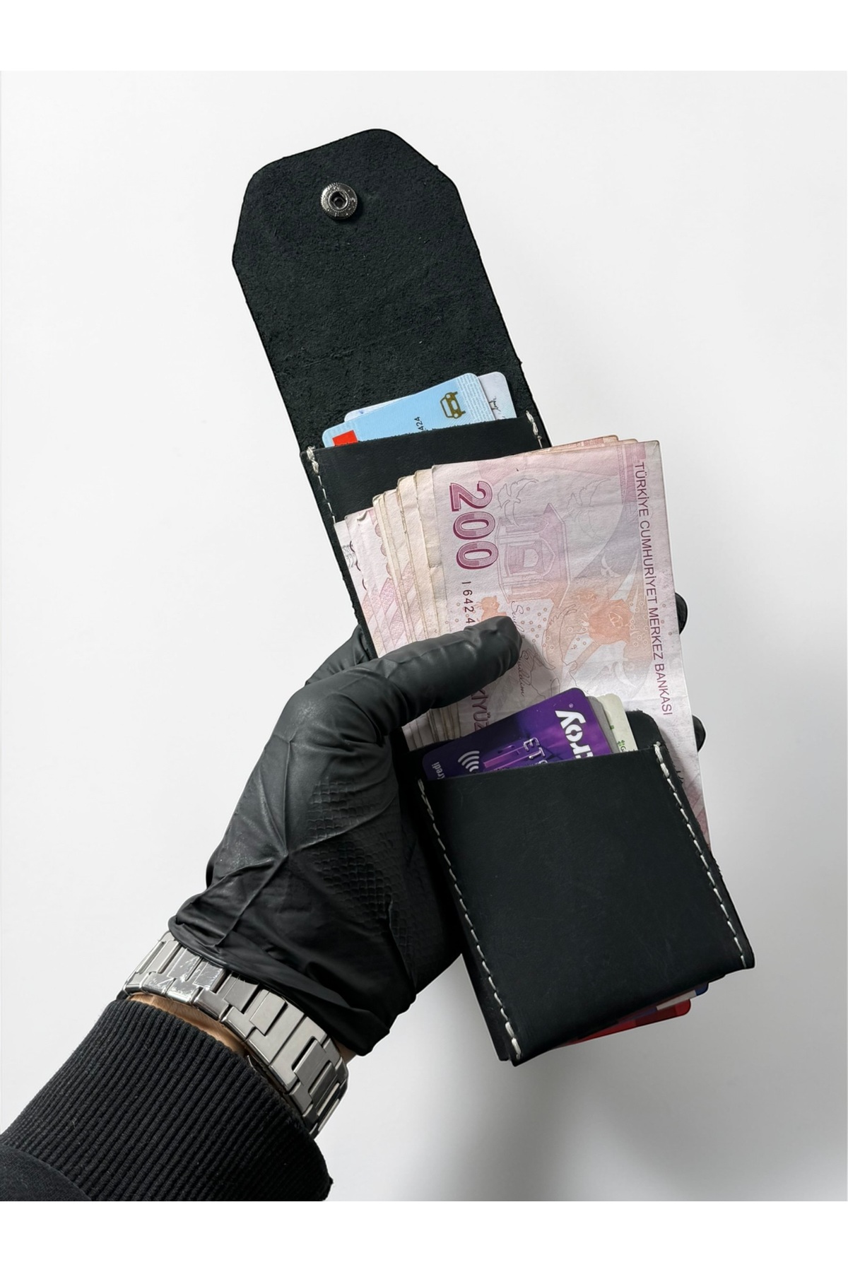 NZCLUB  %100 Hakiki Crazy Deri El yapımı Minimalist Cüzdan - Crazy Deri Şık Kaliteli Triod Kartlık Cüzdan - Görsel 9