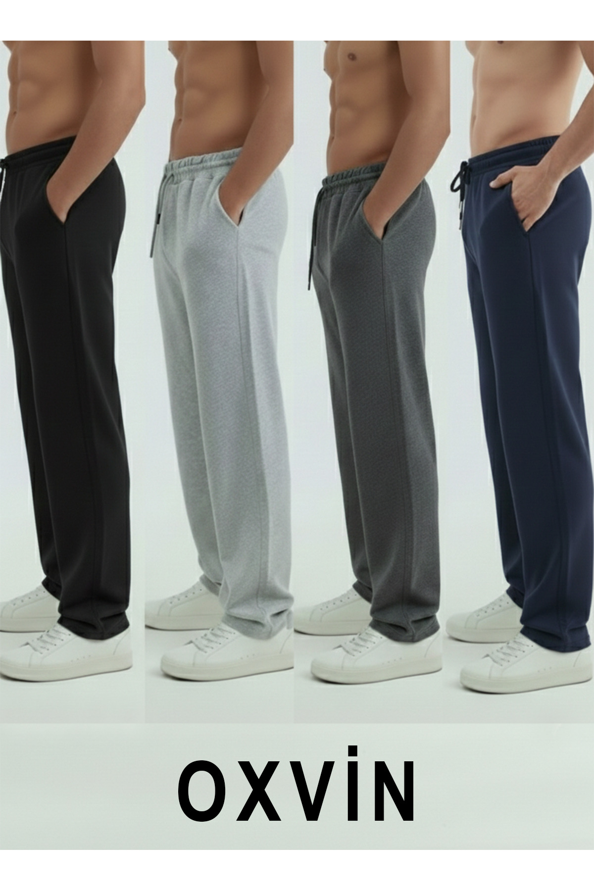 OXVİN  Walker Baggy 4'lü Oversize Eşofman Altı Bol Paça 2 Iplik Orta Kalınlıkta Uzun (ORİJİNAL KALIP)