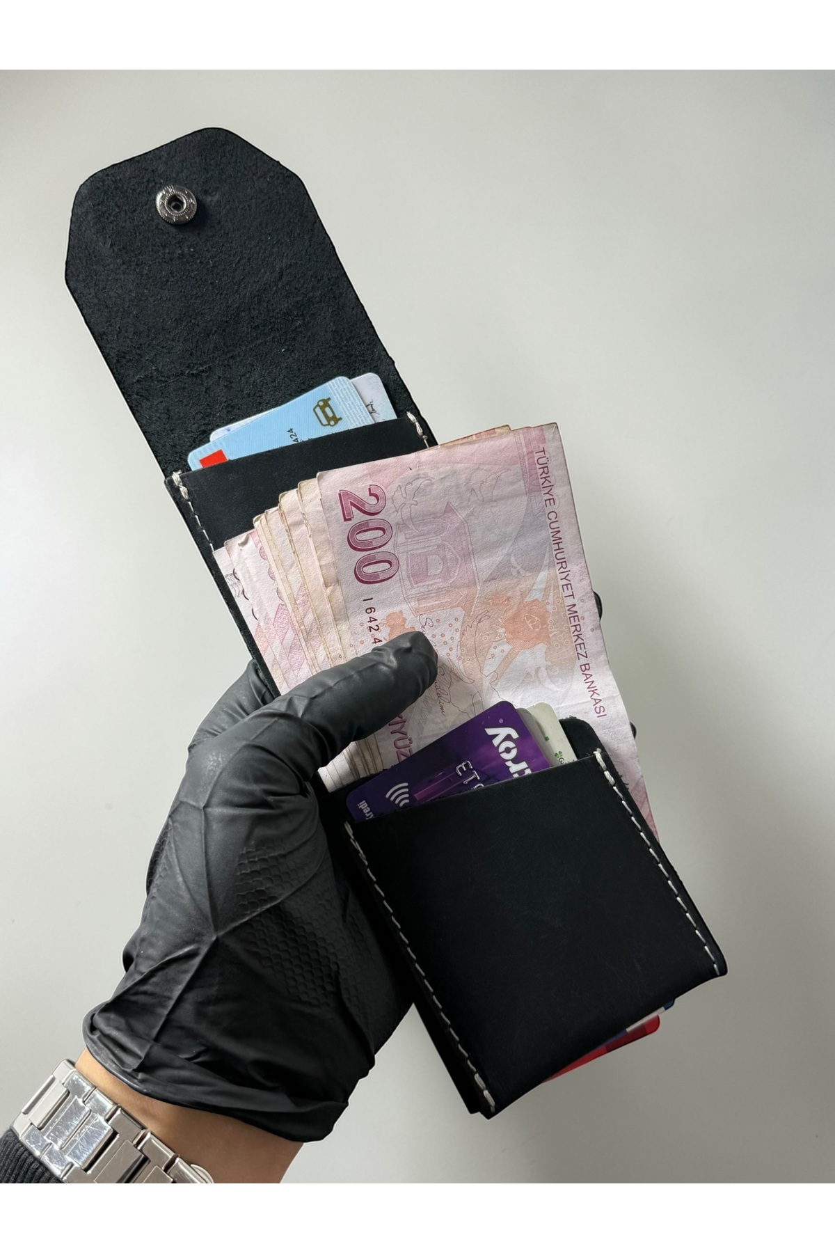 NZCLUB  %100 Hakiki Crazy Deri El yapımı Minimalist Cüzdan - Crazy Deri Şık Kaliteli Triod Kartlık Cüzdan - Görsel 3