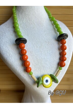Özel Tasarım Nazar Boncuklu Cam Boncuk Tasarım Kolye