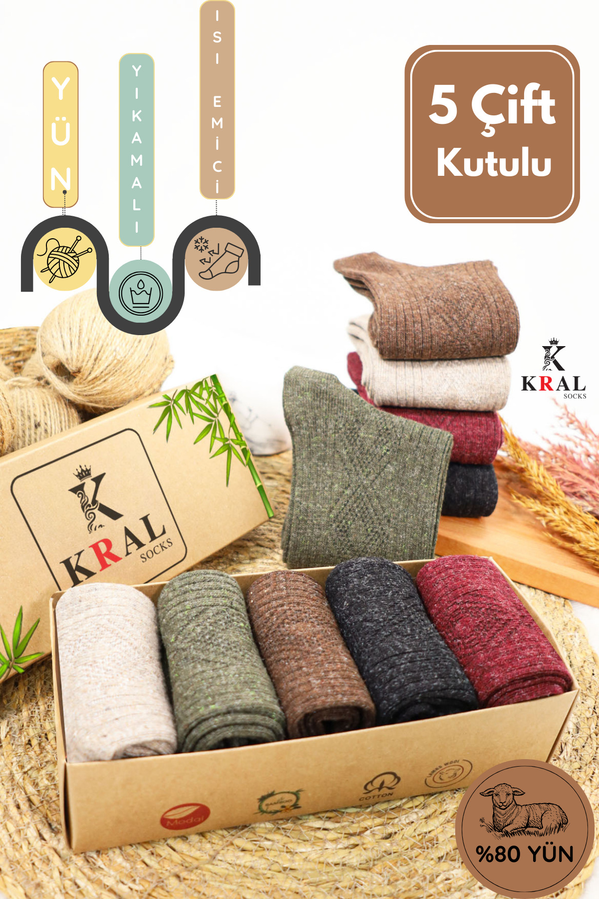 Miss Lana Ladies Socks 5 Pairs of Women's Lambswool Lamb Wool Ü Thermal Winter Boxed Socks
