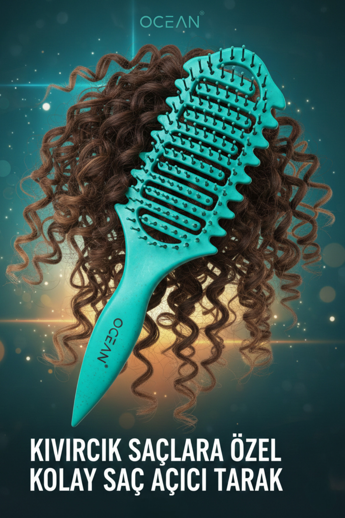 Ocean Tarak Kıvırcık Saçlara Özel Bukle Belirginleştirici Magical Curl Saç Tarağı — فیروزه‌ای OCN523786