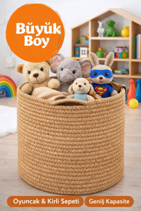 SERENALP Çok Amaçlı Örgü Düzenleyici Sepet, Oyuncak Sepeti, Kirli Sepeti Bohe...