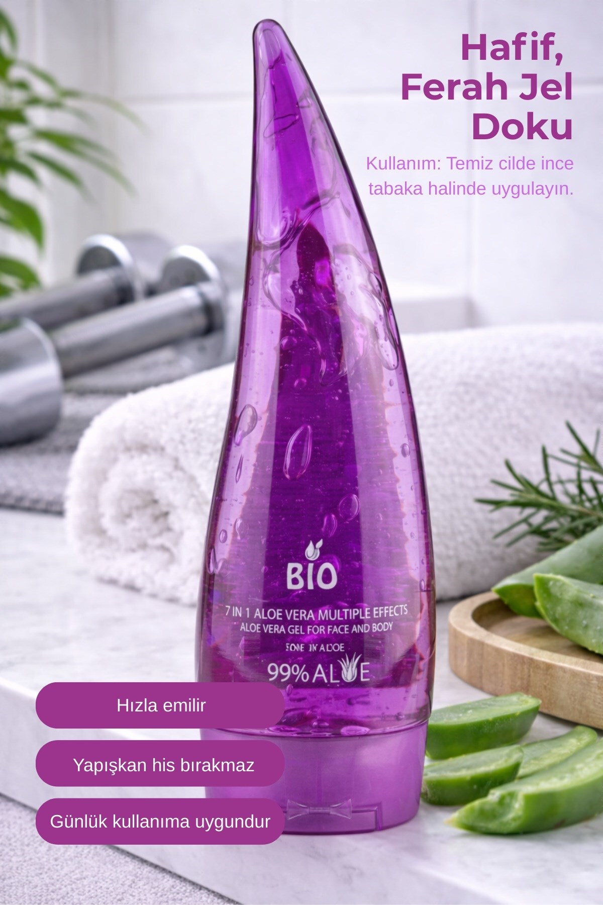 7 Etkili Bitkisel Jel 250 ml – Aloe Vera & Yeşil Çay & Çay Ağacı Yağı — BIO-ALOEJEL-7IN1 — تصویر 4 از 4