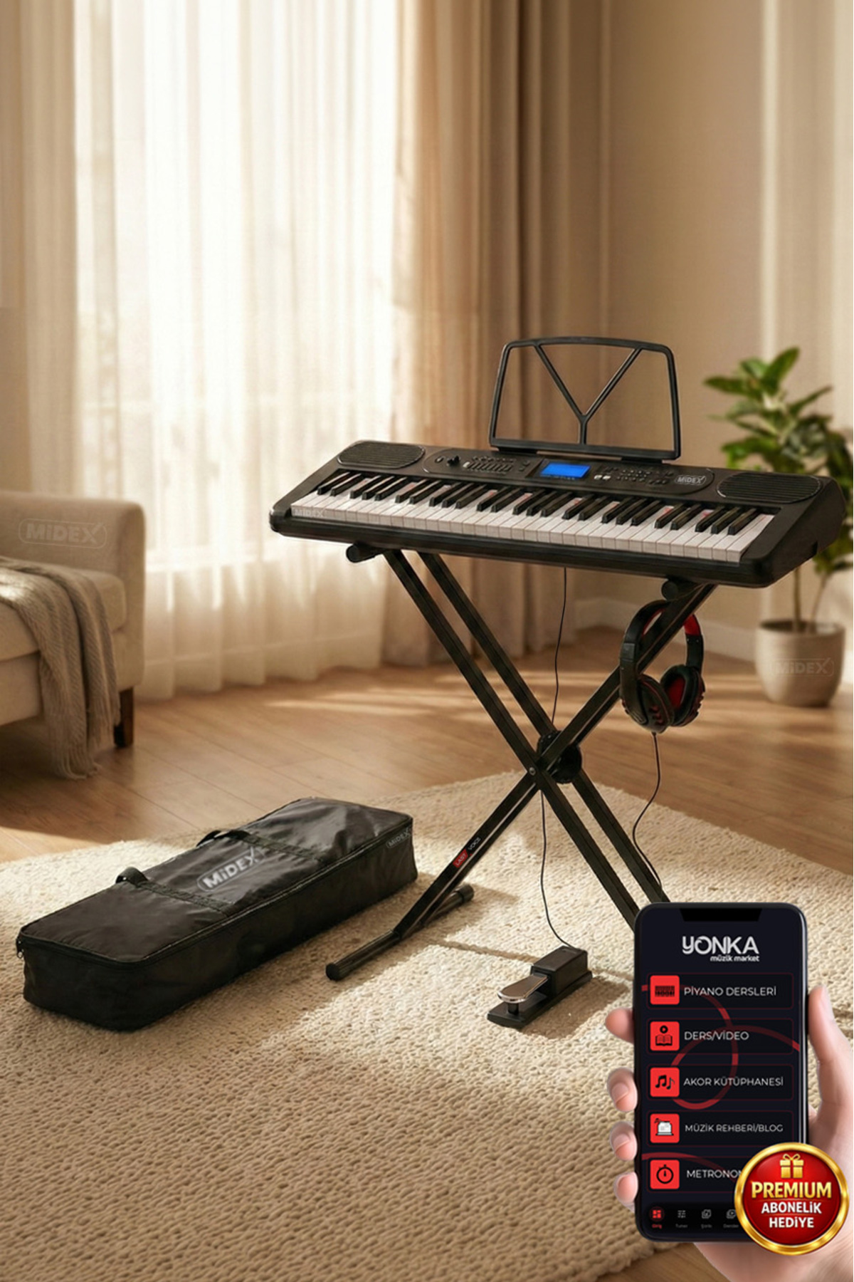 Midex PS-5200BK-HSS Pro Org 61 LED Işıklı Tuş Hassasiyetli