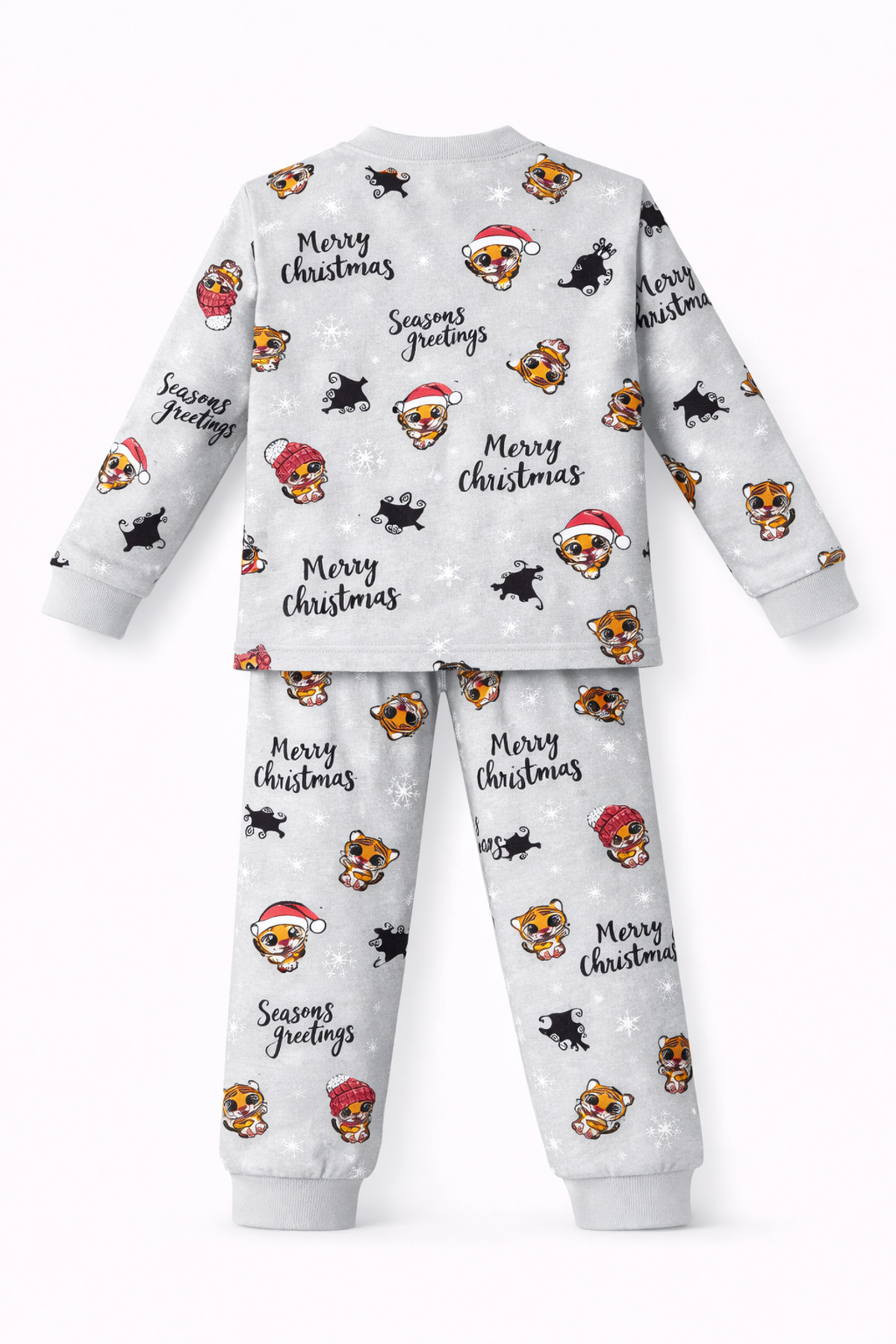 CQCQ Unisex Çocuk %100 Pamuk Pijama Takımı – Uzun Kollu Desenli Rahat Kesim Ev Giyim Seti fotoğrafı 2 (önizleme)