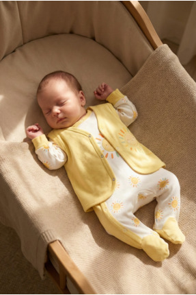 BABYLİM Güneş Aplikeli Astarlı Yenidoğan Yelek %100PAMUK- UNISEX