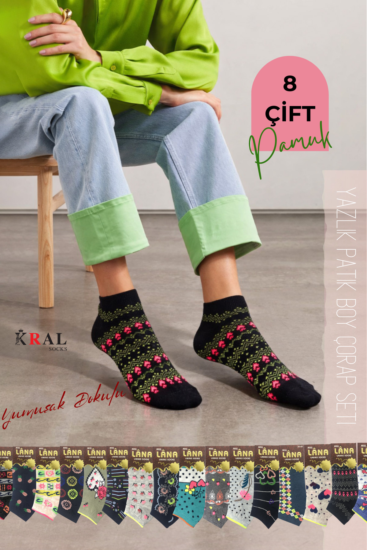 8 Pairs of Women's Cotton Patterned Perfumed Summer Booties Socks