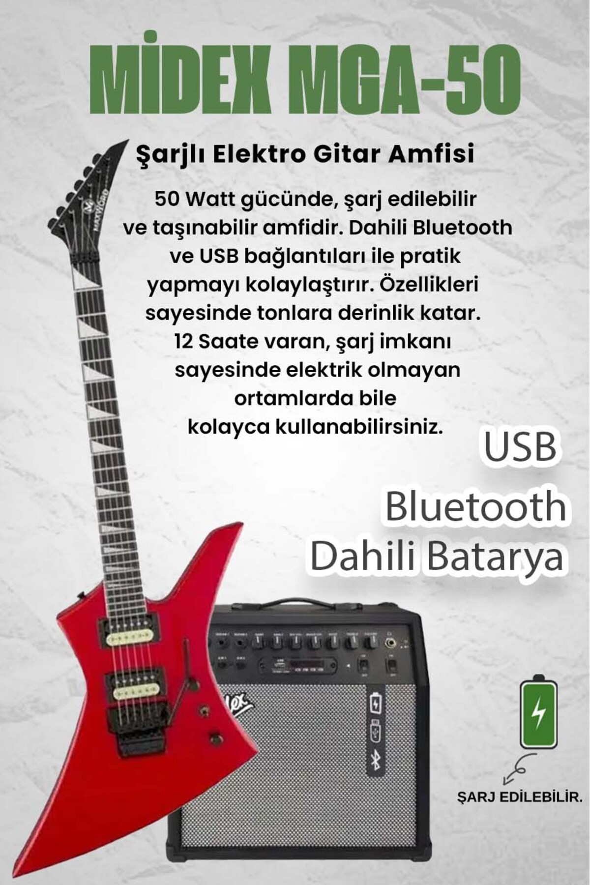 Maxword DG-34RD-50AMP Kelly Kasa Floyde Rose 2x Zebra HH Manyetik