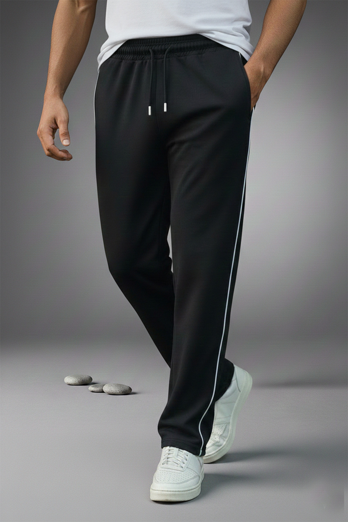 OXVİN  Yan Düz Biyeli Baggy Eşofman Altı Bol Paça 2 Iplik Orta Kalınlıkta Uzun (ORİJİNAL KALIP)