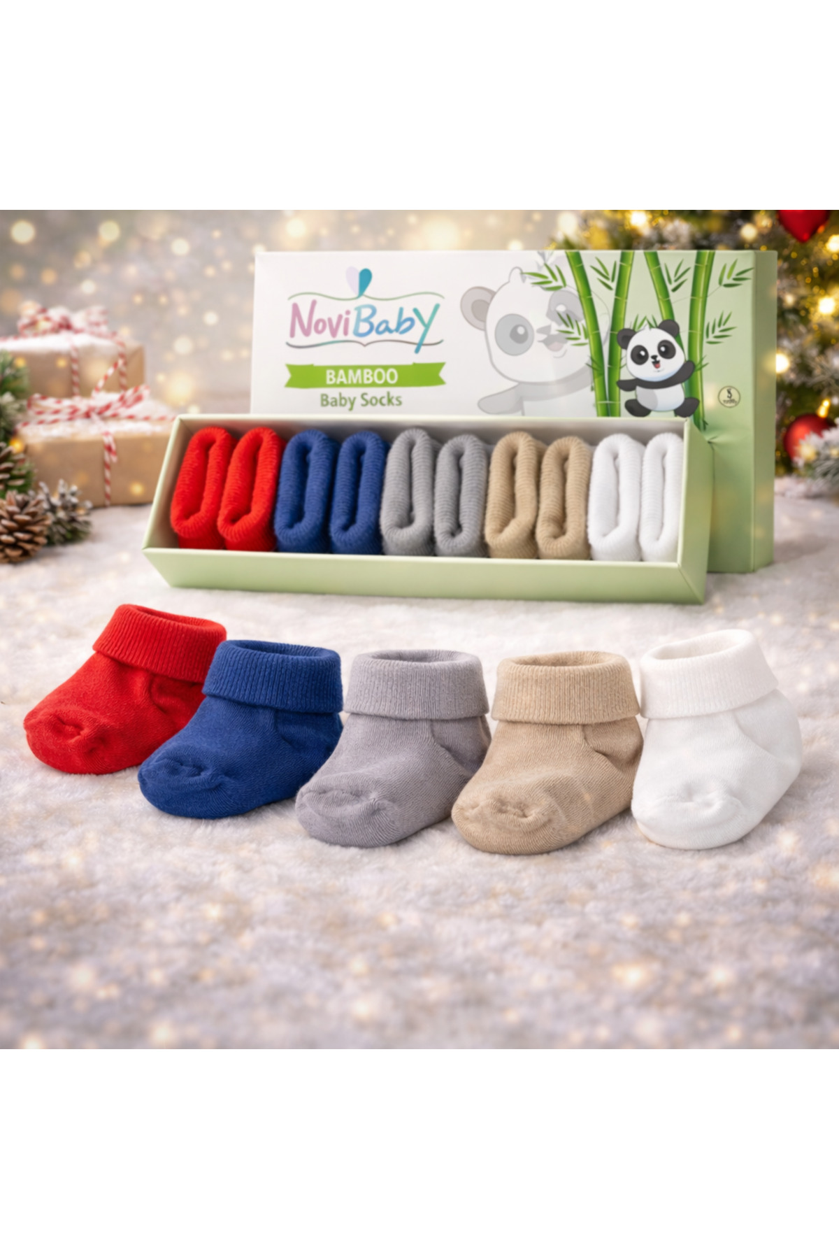 Novibaby 5'li Bambu Yenidoğan Bebek Çorap I Cold Weather I Kız Erkek Bebek Çorabı fotoğrafı 2 (önizleme)