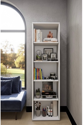 ARTUKLU 5 raflı çok amaçlı ofis dolabı mutfak dolabı - Beyaz